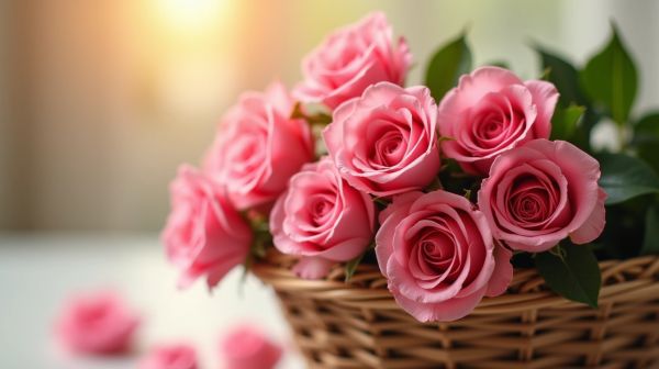 Fagot de roses roses, livraison rapide et toujours fraîche